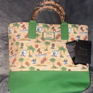 Loungefly Disney Lilo & Stitch Beach Scene Print Canvas Tote NWT